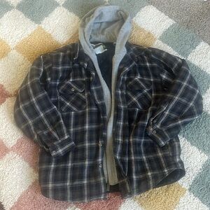 Men Field Stream Flannel Sweatshirt Hoodie Jacket Full Zip Quilted